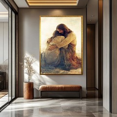 Jesus Christ Embracing Woman Canvas Wall Art Christian Spiritual Decor