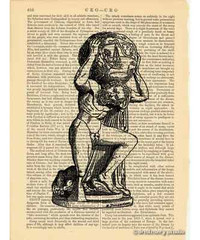 Atlas Art Print on Vintage Book Page Office Home Decor Greek Mythology Titan