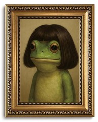 Gold Framed Wall Art Funny Frog Wall Decor Whimsical Canvas Art Fantastic Ani…