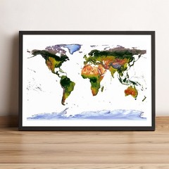 World Map, WGS84 Projection World Map, Printed and Framed World Relief Map