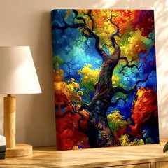 Wall Art Colorful Abstract Tree Canvas Print Vibrant Fantasy Nature Poster Print