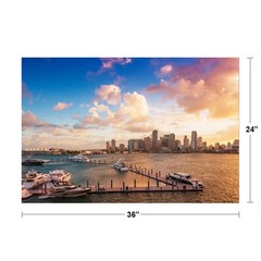 Miami Florida Downtown Skyline at Sunset Photo Art Print Poster 24×36 inch