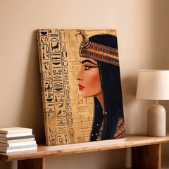 Wall Art Egyptian Queen Portrait Canvas Print Hieroglyphics Ancient Home Decor