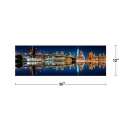 Mirrored New York City Skyline At Night Poster 36×12