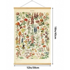 Vintage Flowers Poster Hanger Frame, Plant Floral Reference Chart Wall Decor …