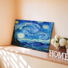 Abstract Blue Night Sky with Swirls and Stars Modern Gallery House Canvas Decor
