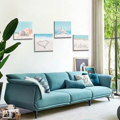 4 Pieces Wall Art Canvas Prints – Seashell Starfish and Beach Picture Paintin…