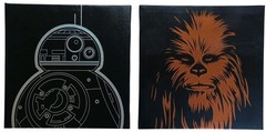 2-Pc Canvas Wall Art Set Disney Star Wars Chewbacca & BB8 Black Background *READ