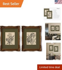 Flower Sketch Wall Art Sage Green Floral Canvas Poster Vintage Botanical Wall…
