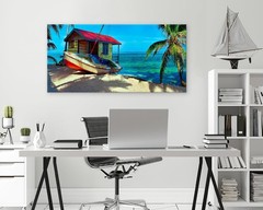 Tropical Beach Canvas Wall Art Sea Island Print Canvas Poster,DIY Framed 24″x48″