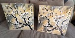 Set of 2 Dyan Signed Cherry Blossom Floral Canvas Wall Art 16×16