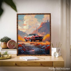 Ford Mustang Poster Room Classic Car Decor Art Garage Wall 11×14 Inches Unframed