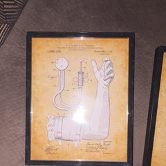 Set of 3 Framed Medical Patent Prints, Vintage, Vertical, Black Frames, F.A.