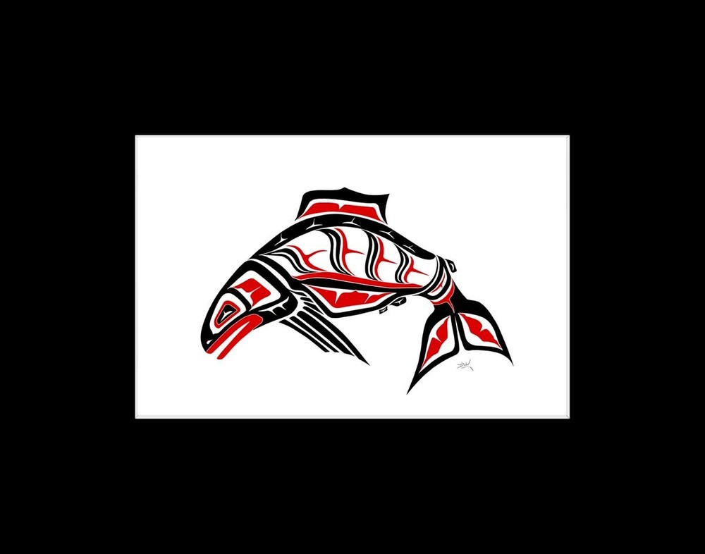 SALMON by Coast Salish artist Dean White – 11″ x 14″ Matted art print