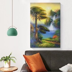 Art Poster Tree Waterfall Home Unframed Interior Canvas Decor 12×18 Inch 1-Piece