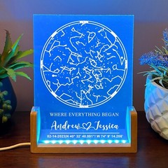 Personalized Star Map Night Light Custom Sky Chart Lamp Gift for Couples Bedroom