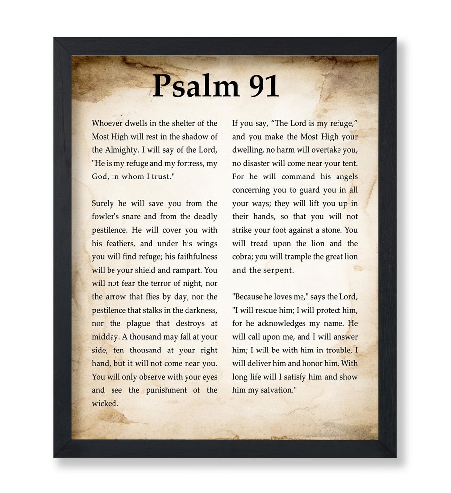 Psalm 91 Print – Bible Verse Poster – Scripture Art – Inspiring Gift for Men,