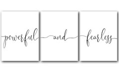 Powerful and Fearless, Set of 3 Poster Prints, Minimalist Home Wall Art Decor