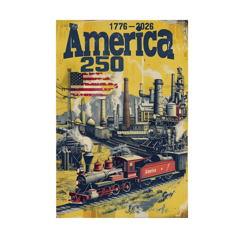 America 250th Anniversary Industrial Factory Patriotic USA Flag – POSTER 20″x30″