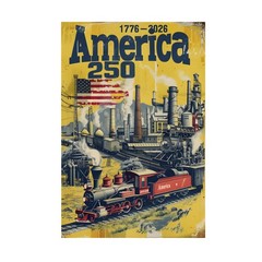 America 250th Anniversary Industrial Factory Patriotic USA Flag – POSTER 20″x30″