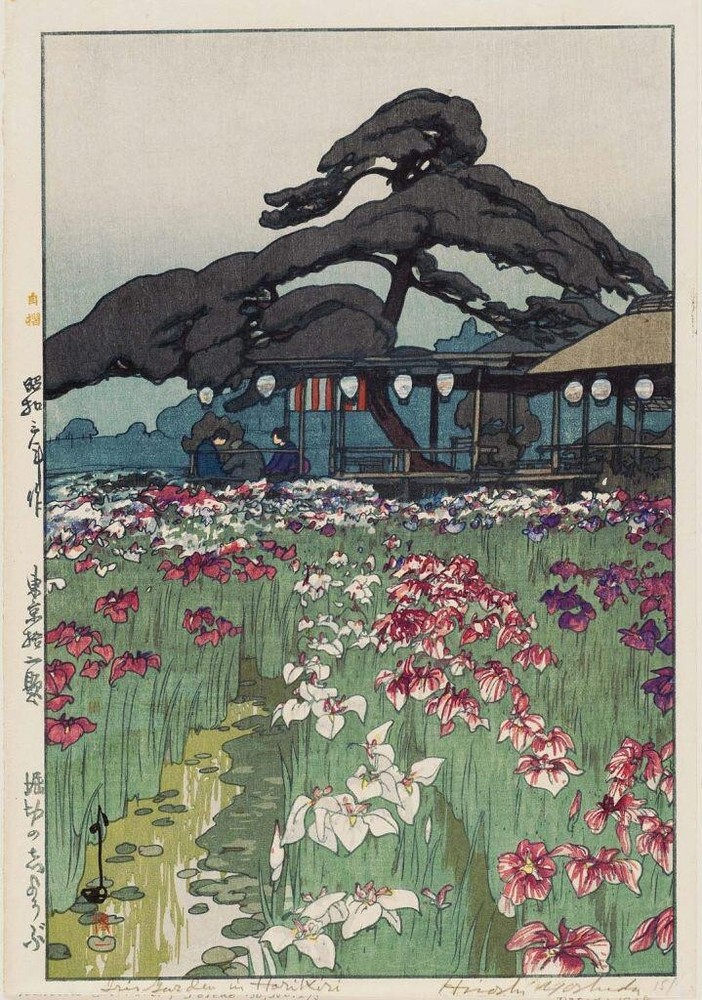 Iris Garden at Horikiri Hiroshi Yoshida 1896 – Japanese Shin Hanga Floral Art