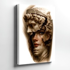 Wall Art Surreal Broken Marble Statue Woman Portrait Canvas Print Modern Decor