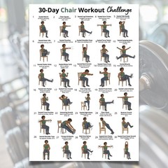 30-Day Chair Workout Plan, Low Impact Seated Exercise Routine, Poster & Canvas