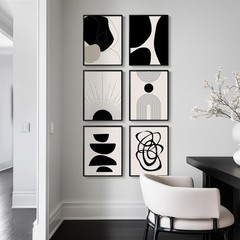 Stylish 11×14 Framed Black & White Abstract Wall Art Set – Waterproof Canvas