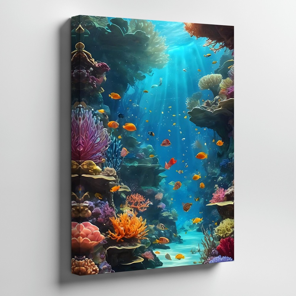 Underwater Coral Reef Canvas Art Tropical Ocean Fish Marine Life Wall Home Decor