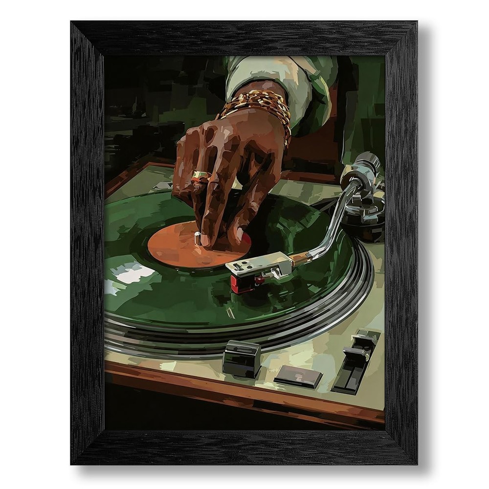 Music Vinyl Record Wall Art 08×10 inch Black Framed Modern African Black Woma…