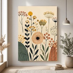 Boho Wildflower Canvas Art Modern Floral Print Custom Picture Wall Decor Gift