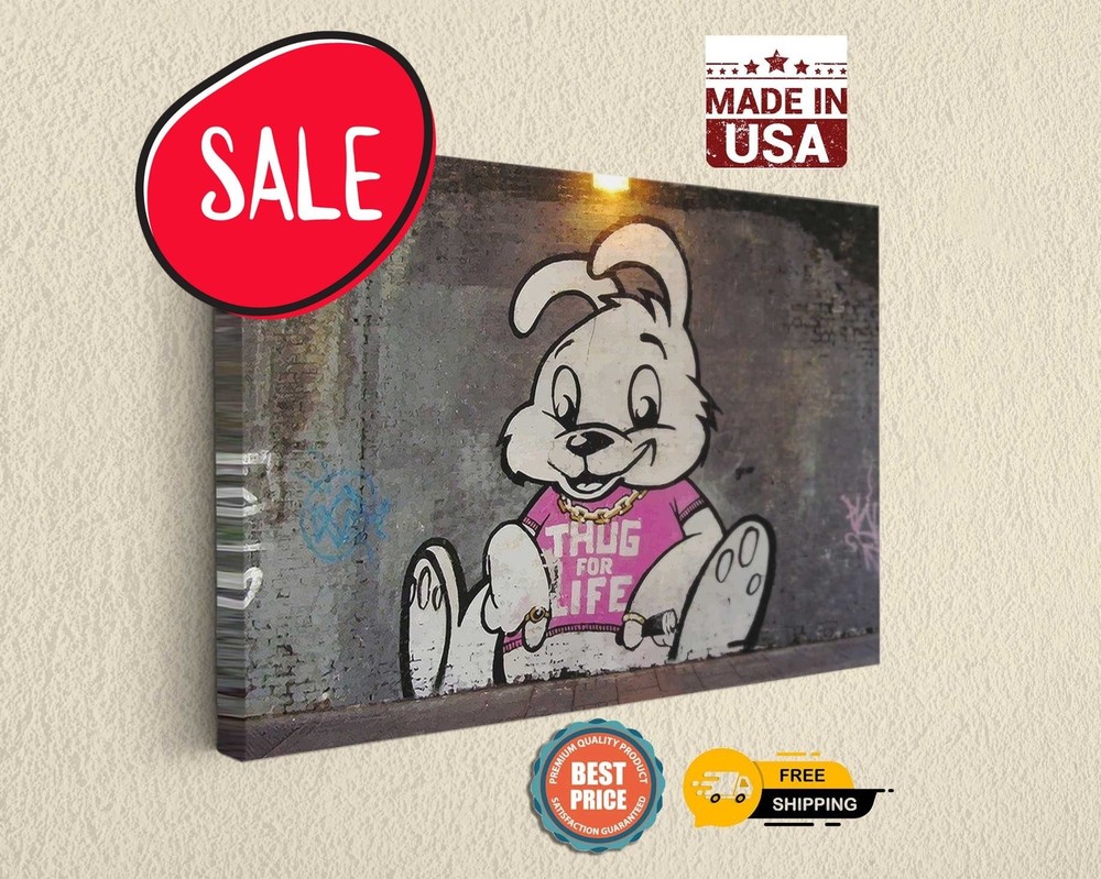 Thug Bunny Banksy-Inspired Canvas Art Print – Ready to Hang Home Décor