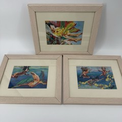 Hawaiian Babies Set of 3 Framed Prints By Janet Stewart 9.5 x 11.5