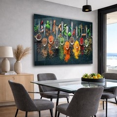 Horizontal Multicolor Spices in Spoons Wall Art Print, Food & Drink Theme