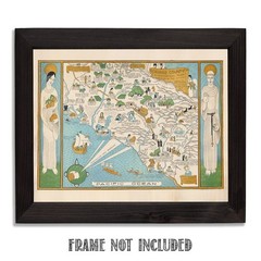 Orange County California 1929 Pictorial Map Vintage SoCal History Wall Print
