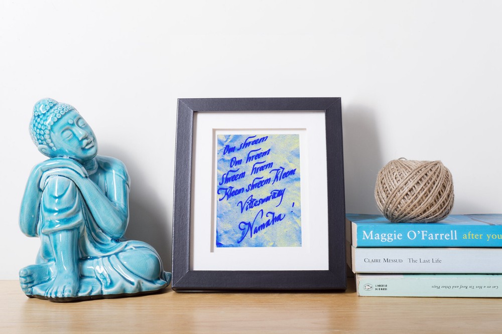 «OM SHREEM…..» MAHALAKSHMIYEI MANTRA, 4×6″ MATTED PRINT, FREE SHIPPING IN US