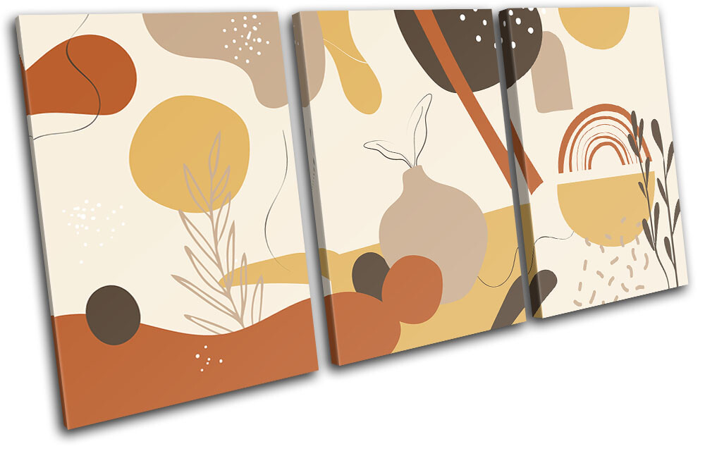 Natural Orange Organic Warm Abstract TREBLE CANVAS WALL ART Picture Print