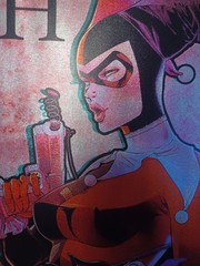 HARLEY QUINN CANVAS, ART, PAINTING QUEEN OF HEARTS (SHINY FOIL-ESQUE) 24X16