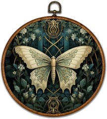Vintage Butterfly Round Wall Art – Chic Boho Floral Canvas 10″x10″ Decor