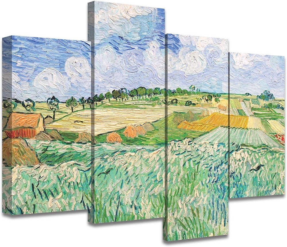 Van Gogh Wall Art Canvas Prints Set os 4 – Plain Near Auvers