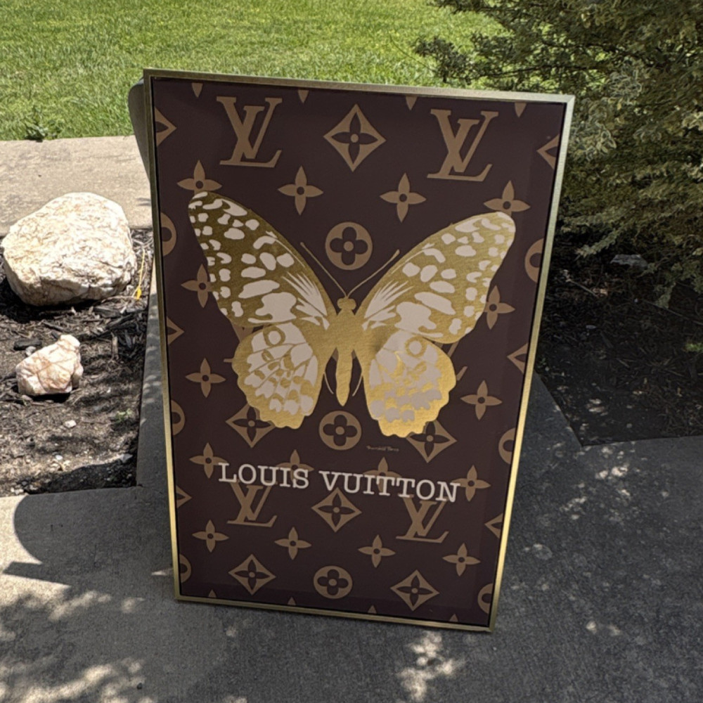 Louis Vuitton Monogram Butterfly Fashion Print Poster Brown/Gold Vertical
