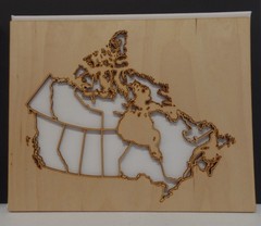 Canada Map Craft Kit Natural Wood Laser Cut & Canvas 8×10 Wall Decor USA #M03