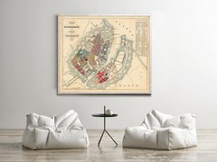 Old Map of Copenhagen Denmark 1853 Vintage Map | Wall Map Print Framed