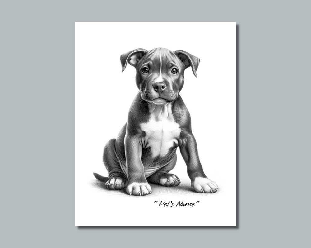 Personalized PIT BULL Puppy Pet Print Photo Picture YOUR DOG NAME 8×10 11×14 P12