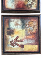 Set of 2 HomeGoods Framed Botanical Wall Art Autumn Leaf Prints Earthy Tones