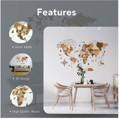 Birch Plywood World Map Wall Decor – Retro Style