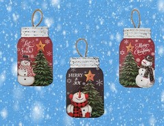 Christmas Mason Jar Cut-Out Wall Signs, Set of 3, LED Light Up Automatic Timer