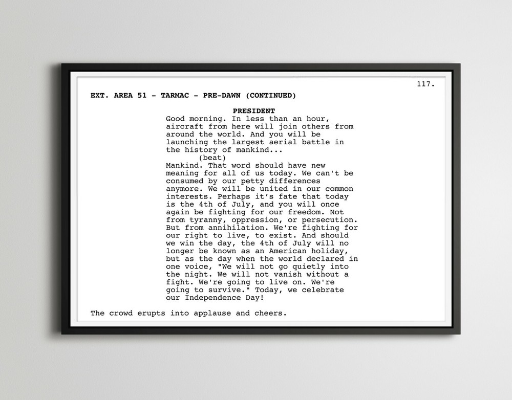 Independence Day Speech Screenplay POSTER! – Movie – Film – Inspirational – Art
