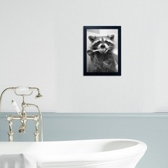Raccoon Bathroom Art Wall Decor Black And White Animal Picture Funny Raccoon …