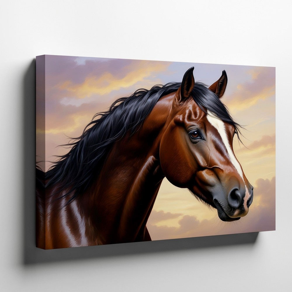 Brown Horse Head Canvas Wall Art Realistic Animal Painting Nature Wall Decor